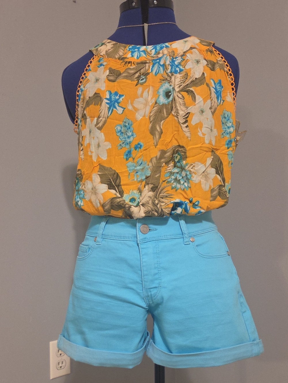 Casual Turquoise Women's Jean Shorts